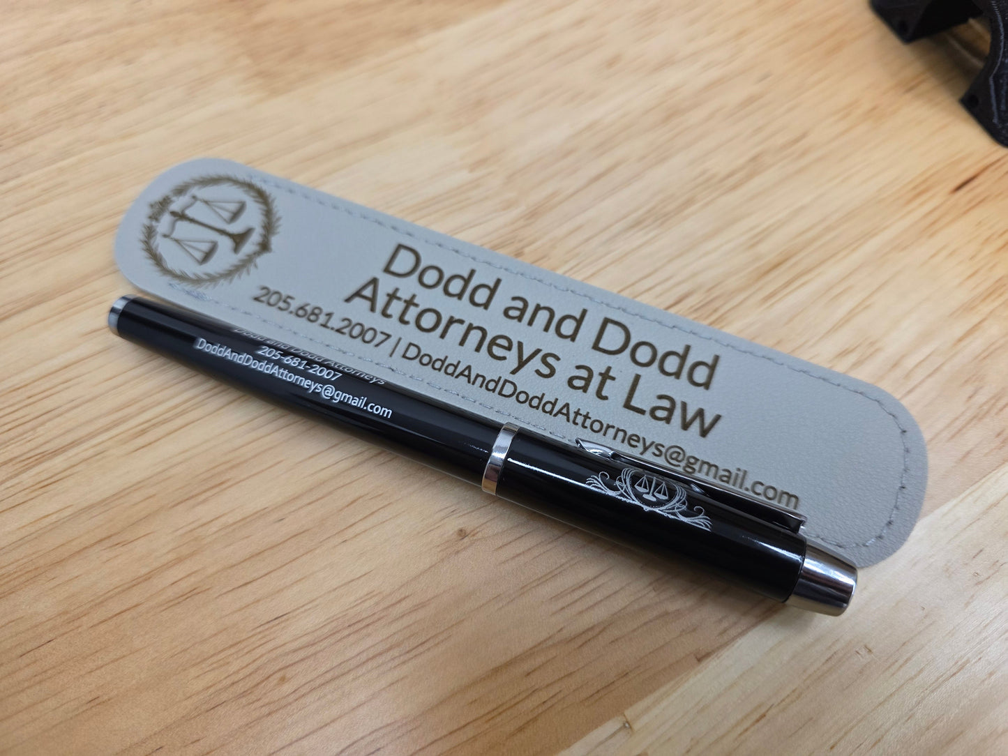 Customized Ballpoint Pen With Engraved Leatherette Sleeve