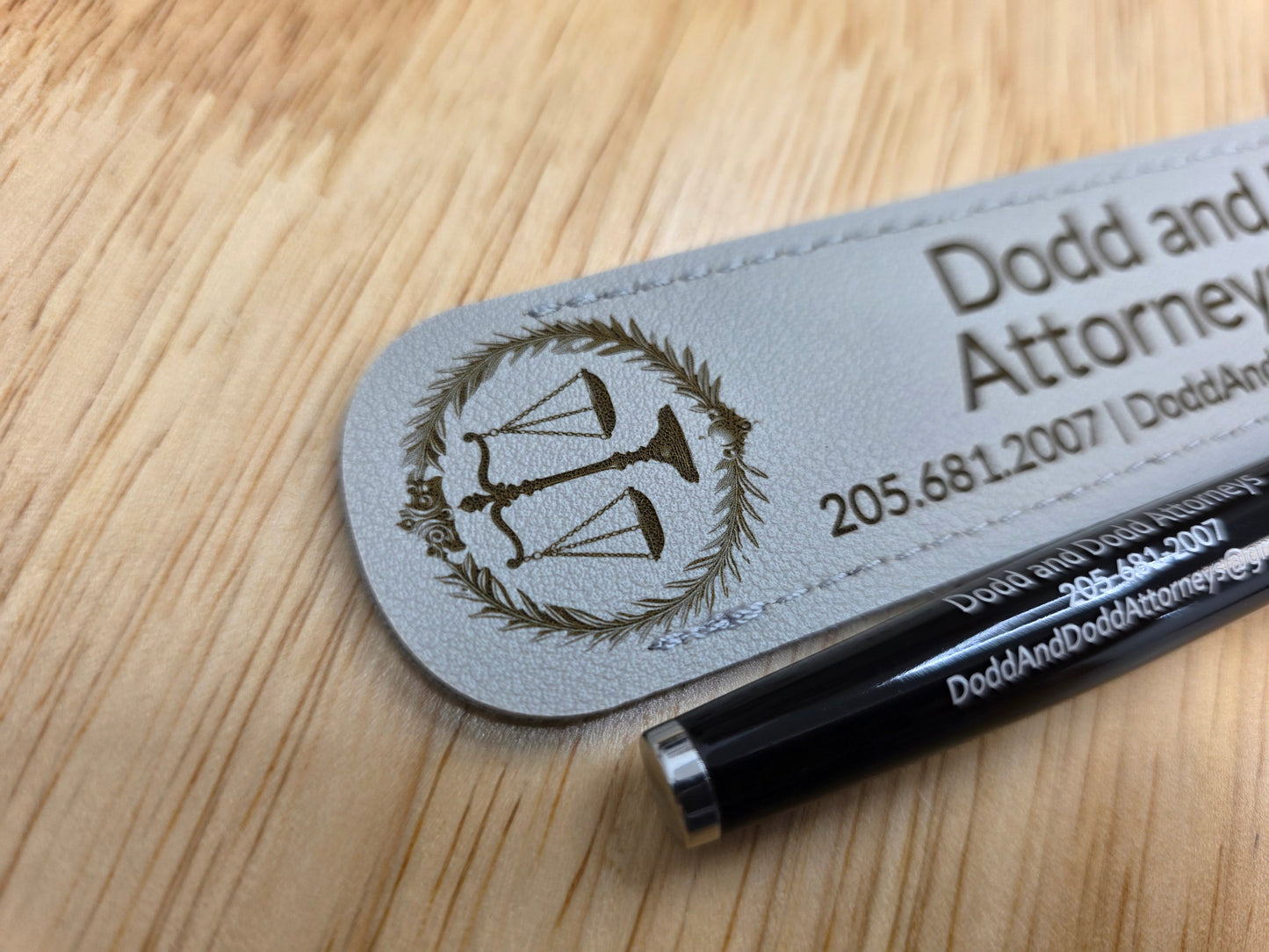 Customized Ballpoint Pen With Engraved Leatherette Sleeve