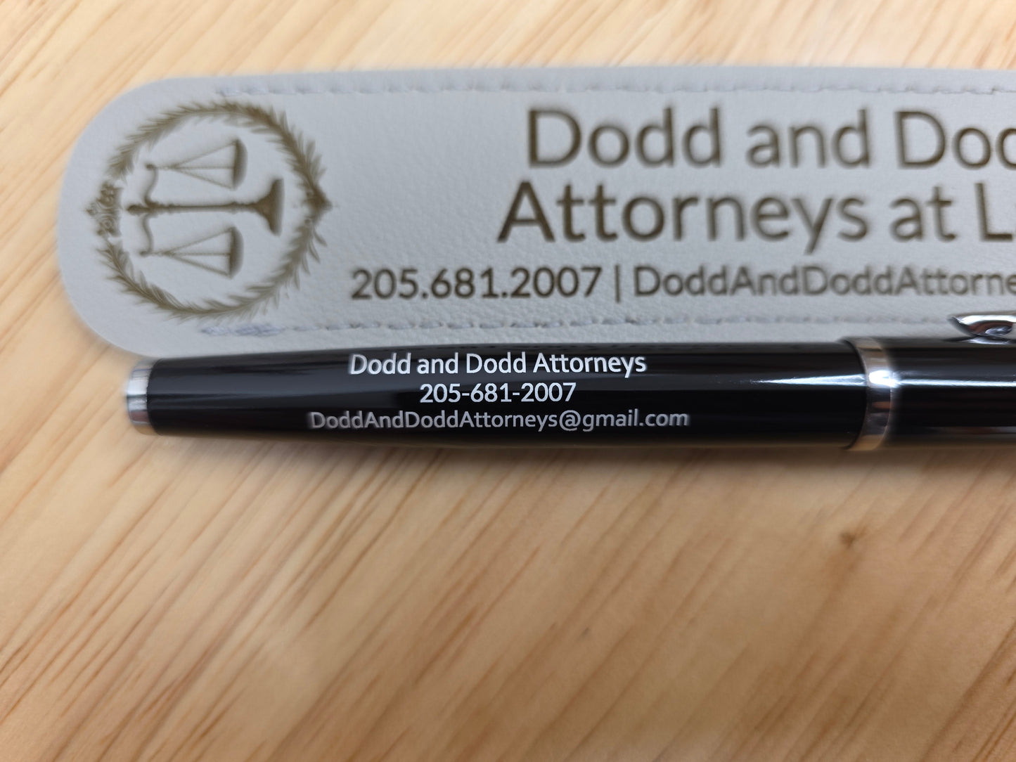 Customized Ballpoint Pen With Engraved Leatherette Sleeve