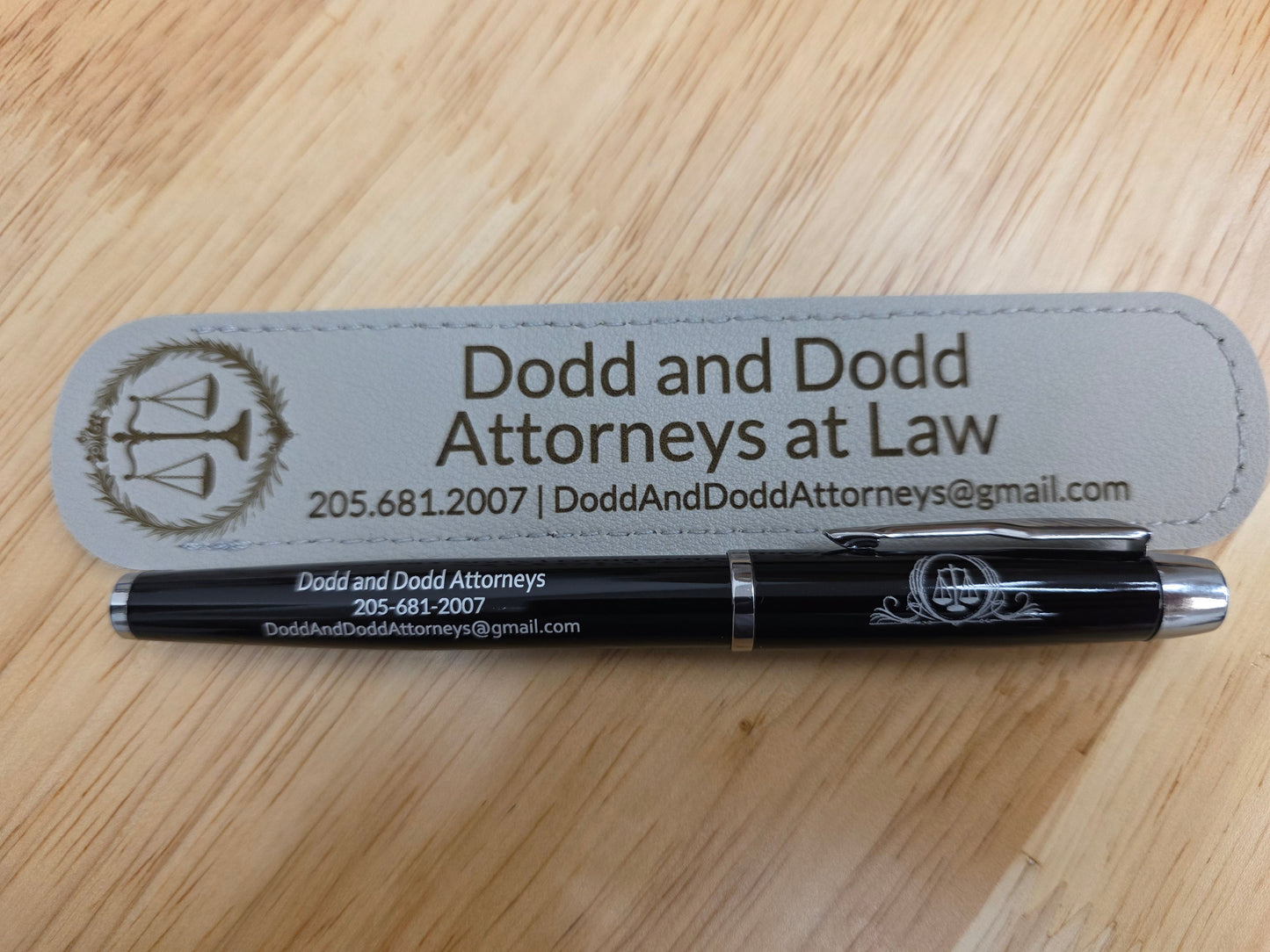 Customized Ballpoint Pen With Engraved Leatherette Sleeve