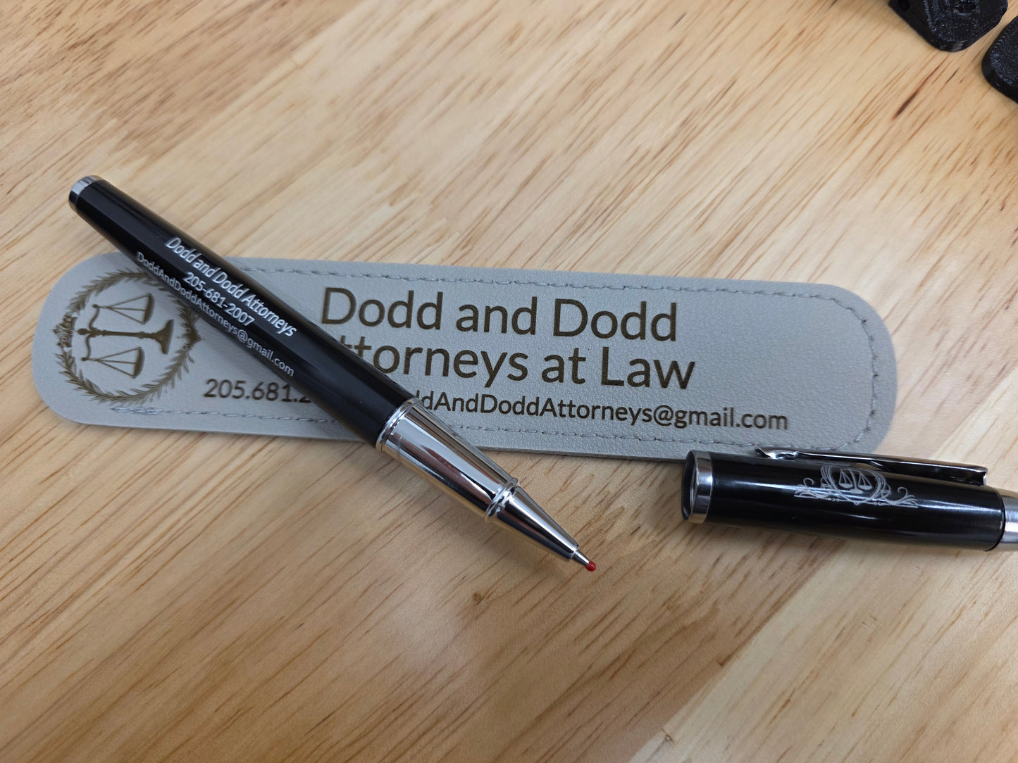 Customized Ballpoint Pen With Engraved Leatherette Sleeve