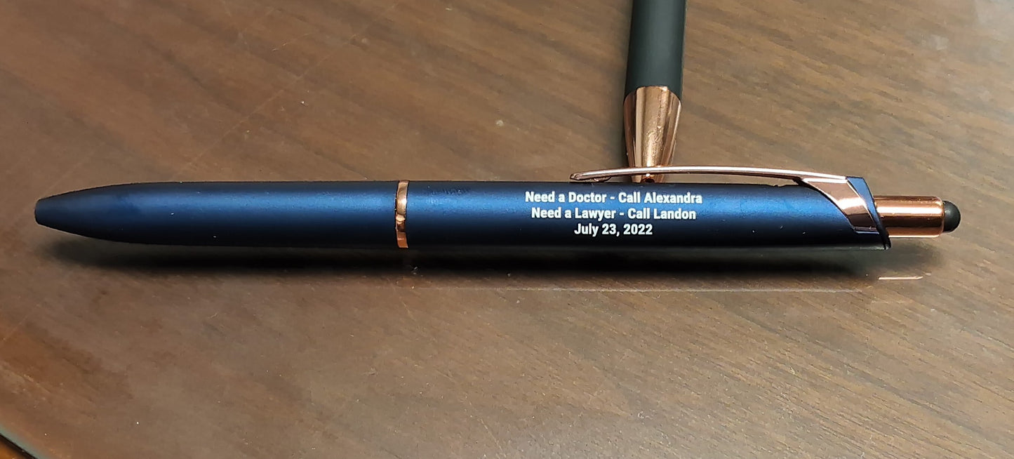 Engraved Ballpoint Pens - 3 Lines of Text and/or Logos